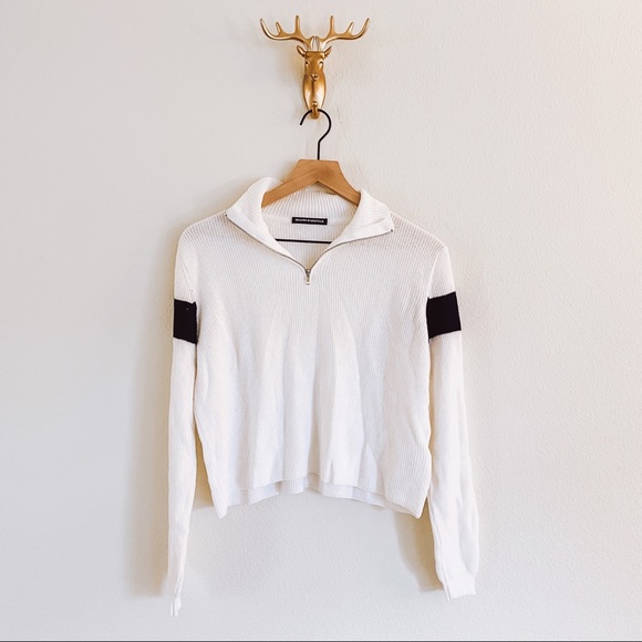 Brandy Melville Sweaters - Brandy Melville White 1/4 Zip Sweater